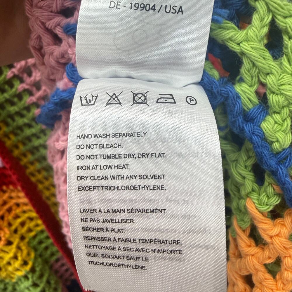 FARM Rio Rainbow Crochet Cardigan Size M Loose Knit Oversized - Picture 7 of 8